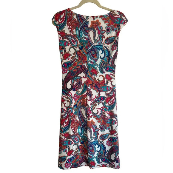 RALPH LAUREN PAISLEY DRAPE NECK DRESS - Picture 2 of 4